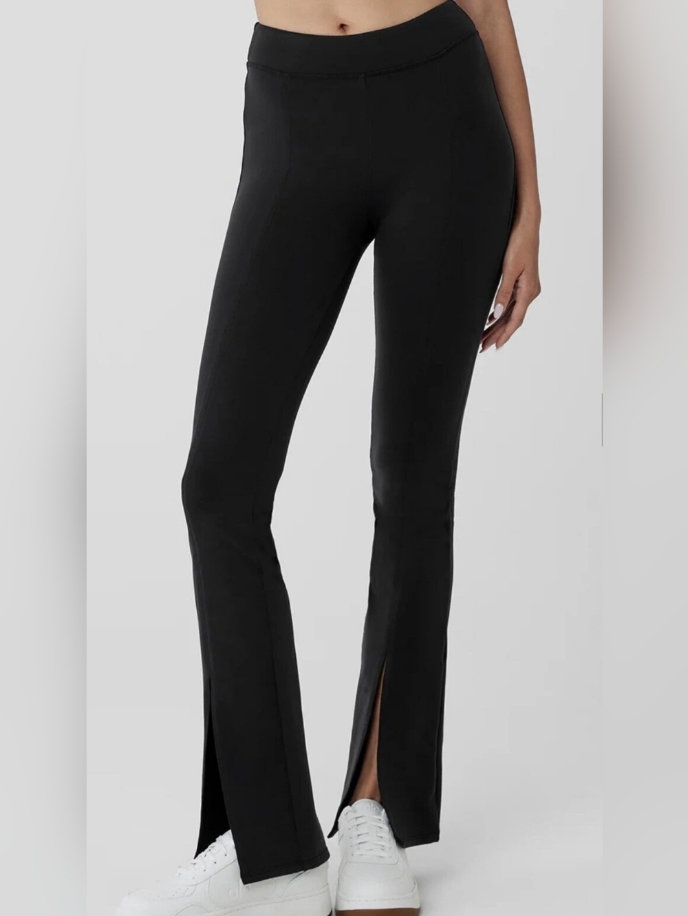 ALO Yoga Black Boot-Cut Split-Hem Pants